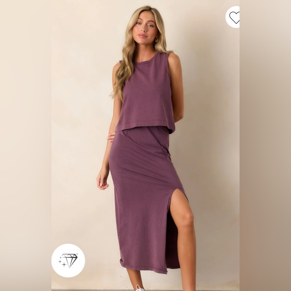 Z Supply Sloane V-neck Top and Shilo Gael Skirt Cocoa Berry Set XS